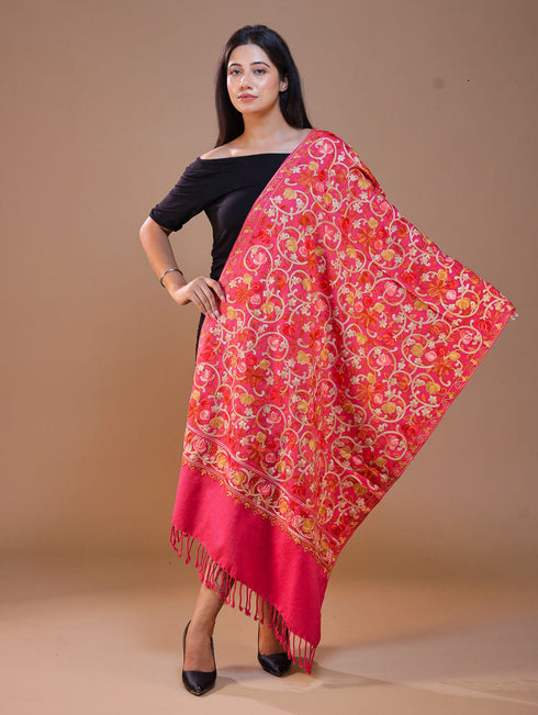 Women's Aari Embroidered Wool Stole